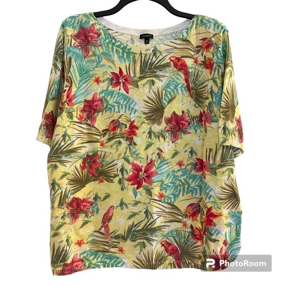 Talbots Women's Parrot Floral Knit Blouse Size XL - Picture 1 of 6